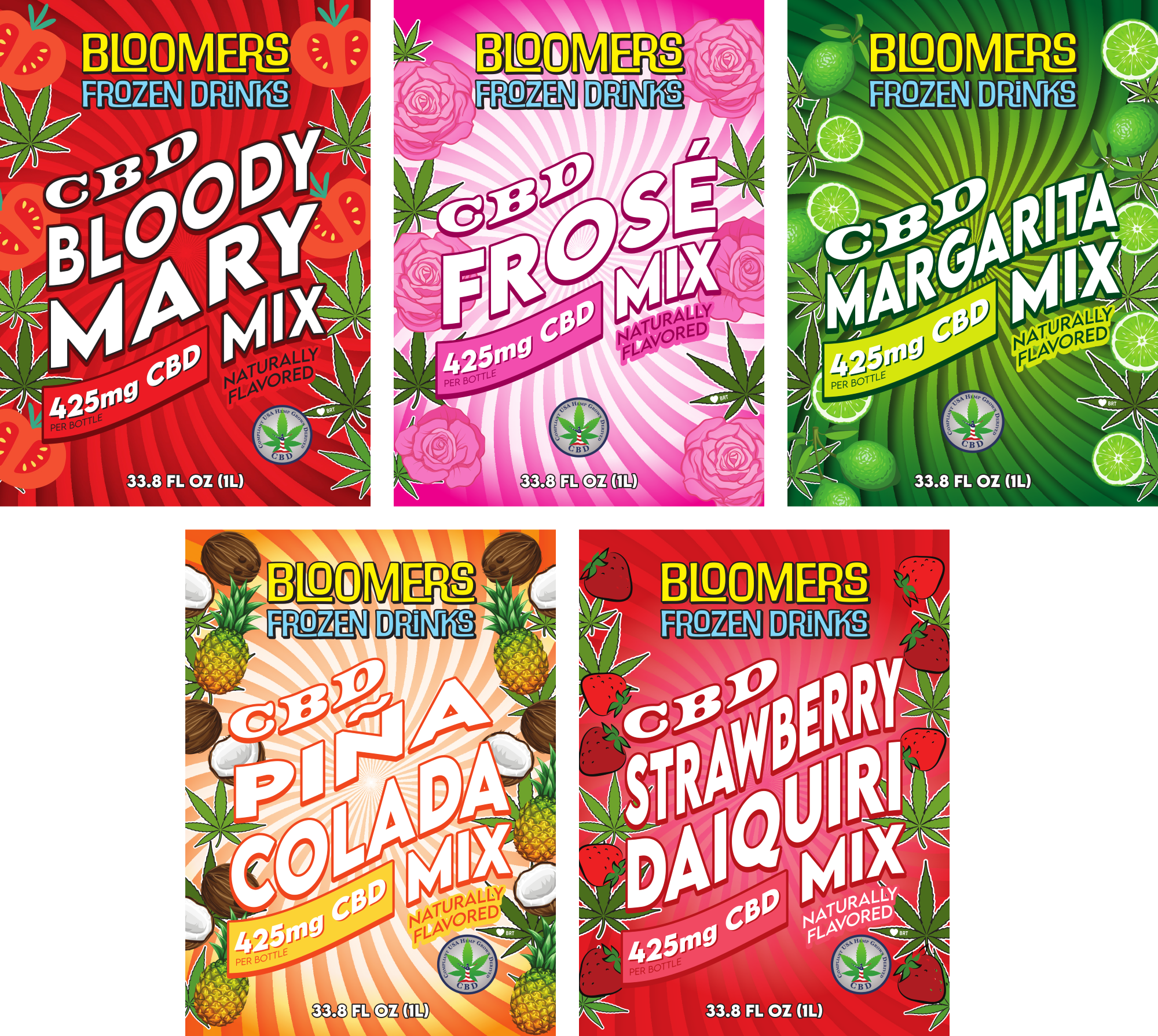 Bloomers Frozen Drinks CBD Mixers Labels